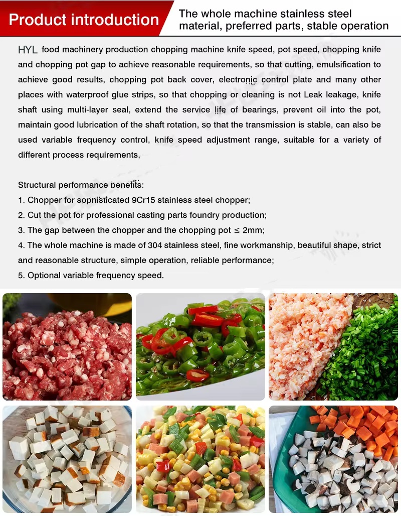 Food chopper machine and chopped products display Food chopper machine and chopped products display