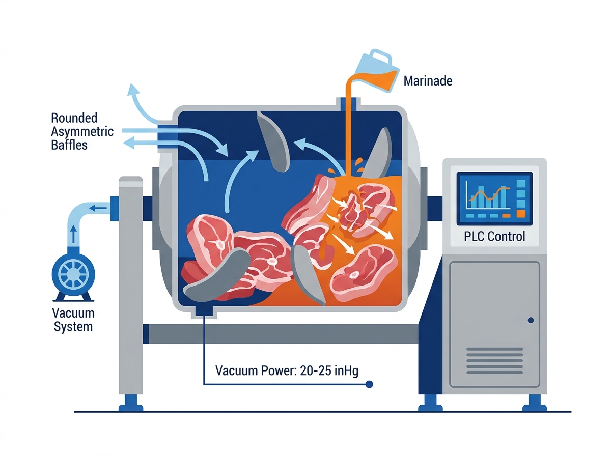 Meat tumbler machine processing equipment