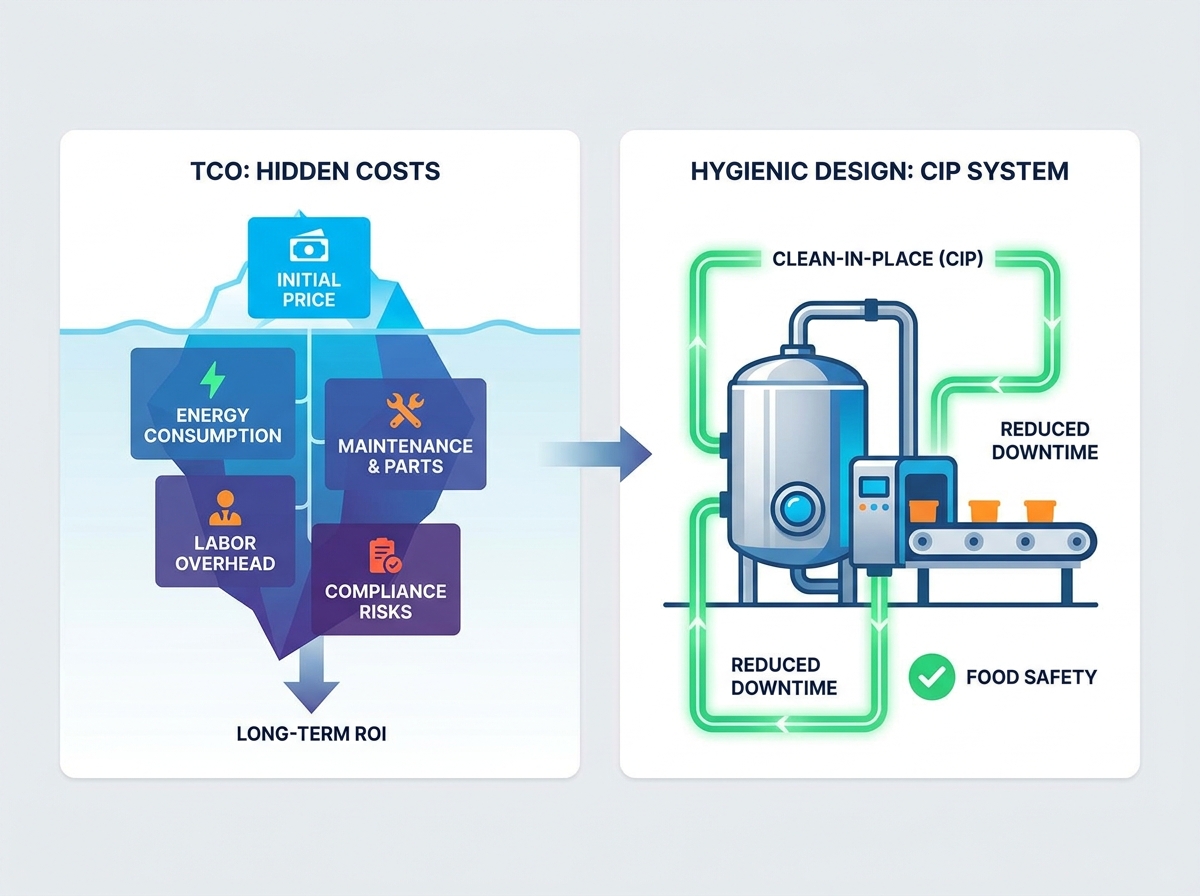 Industrial food processing equipment in a manufacturing facility