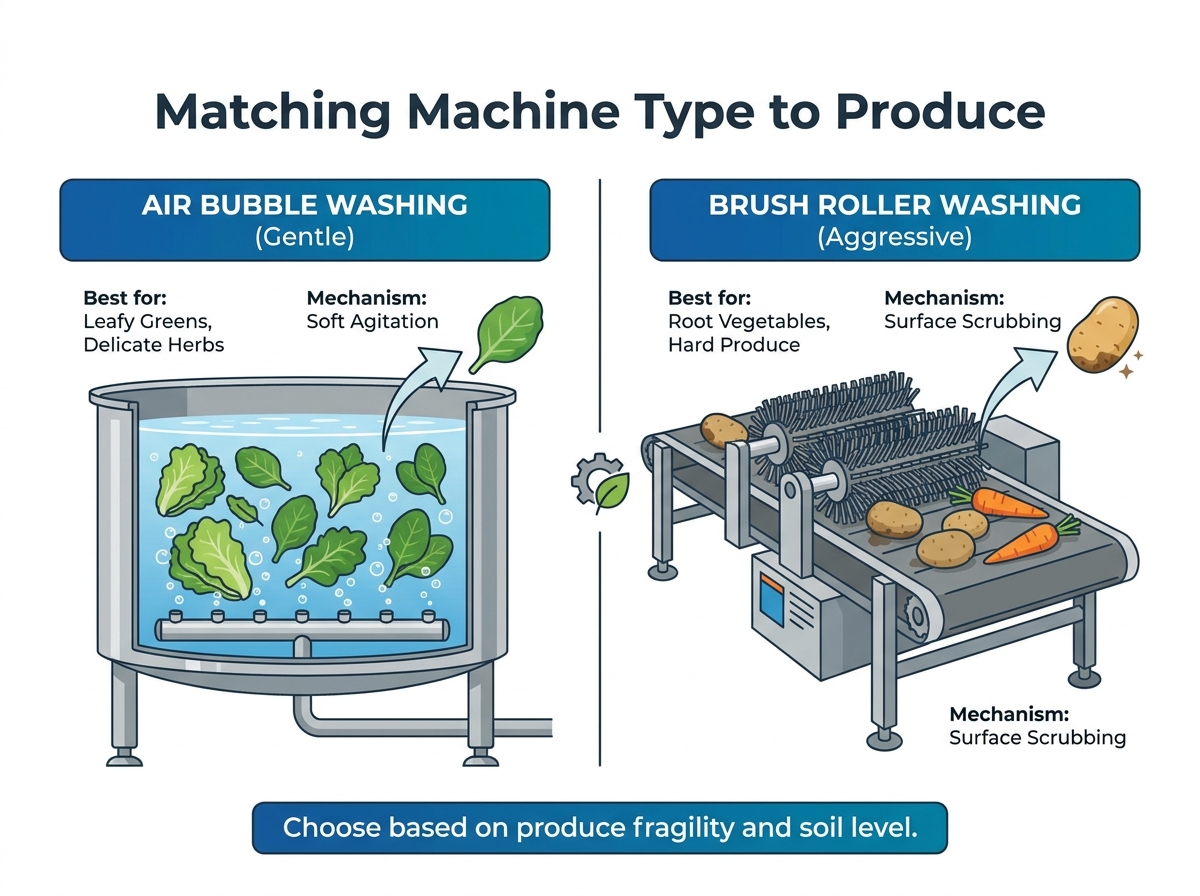 Commercial vegetable cleaning equipment processing line
