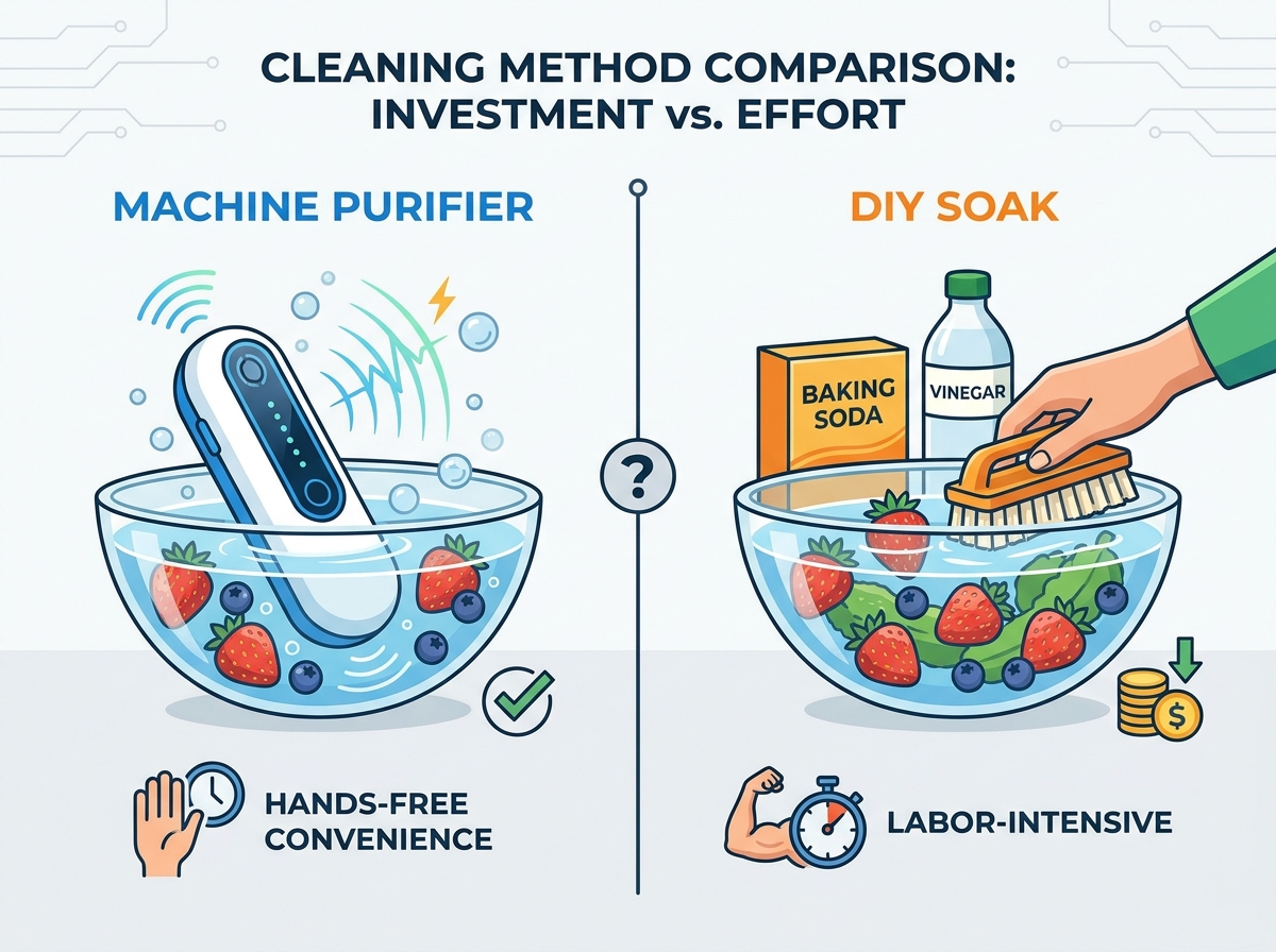 Fruit cleaning machine purifying fresh produce in water